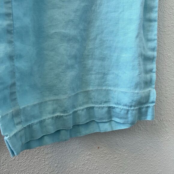 Chicos Women's Pants Size 1.5 Linen Sky Blue Relaxed Lagenlook Wide Leg Beachy - Picture 10 of 16